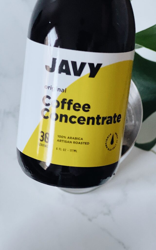 Javy concentrate coffee in a small glass bottle