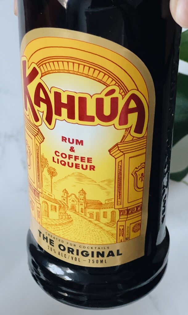 kahlua rum and coffee liqueur in a dark colored glass bottle